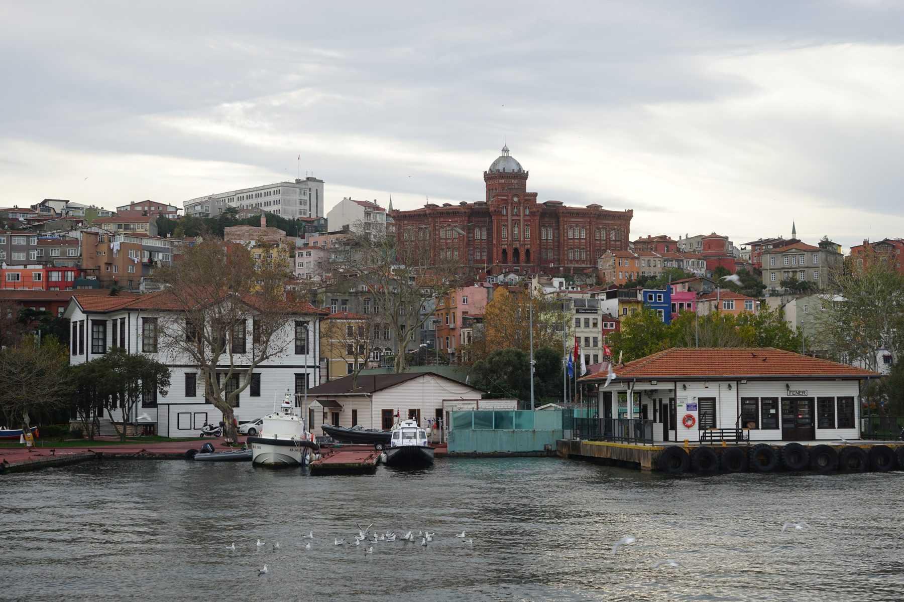 The red brick Phanar Greek Orthodox College above the Golden Horn in Fener, Istanbul