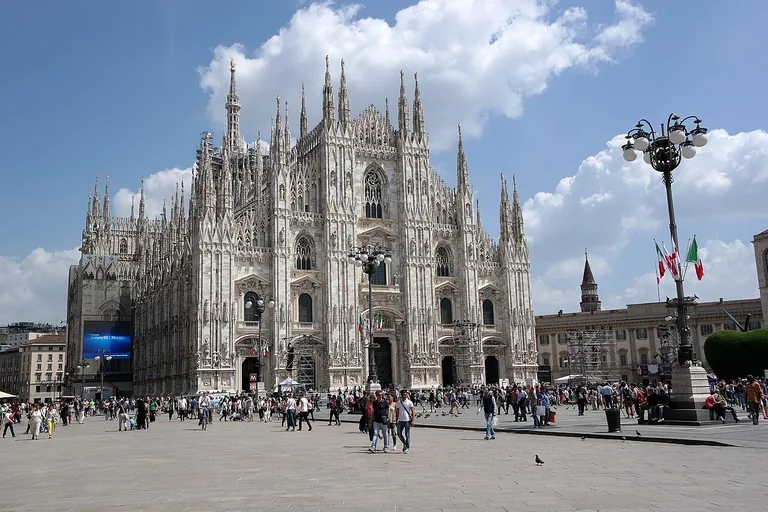 Milan Cathedral across Piazza del Duomo.