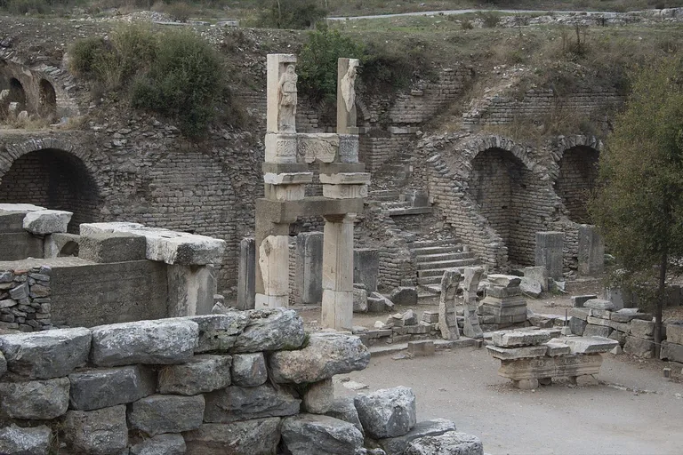 Surviving pillars of the Temple of Domitian substructure on the square