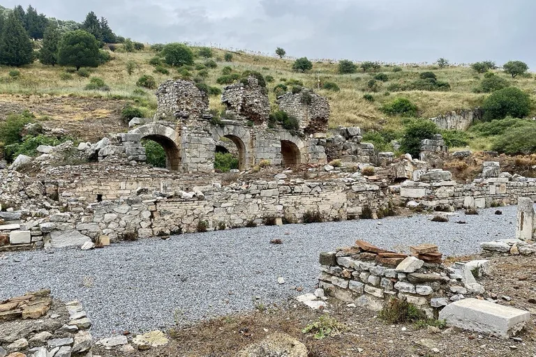 The brick arches of the Scholastica (Varius) Baths