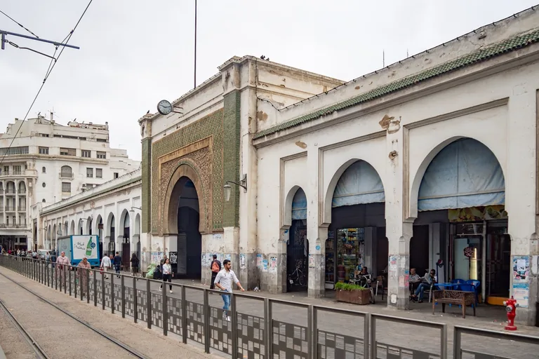 The Central Market's main façade on Boulevard Mohammed V