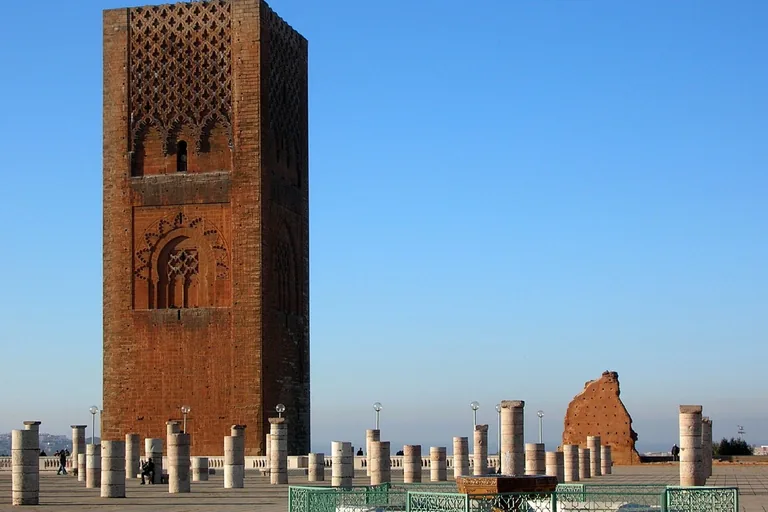 Hassan Tower rising above the unfinished mosque esplanade
