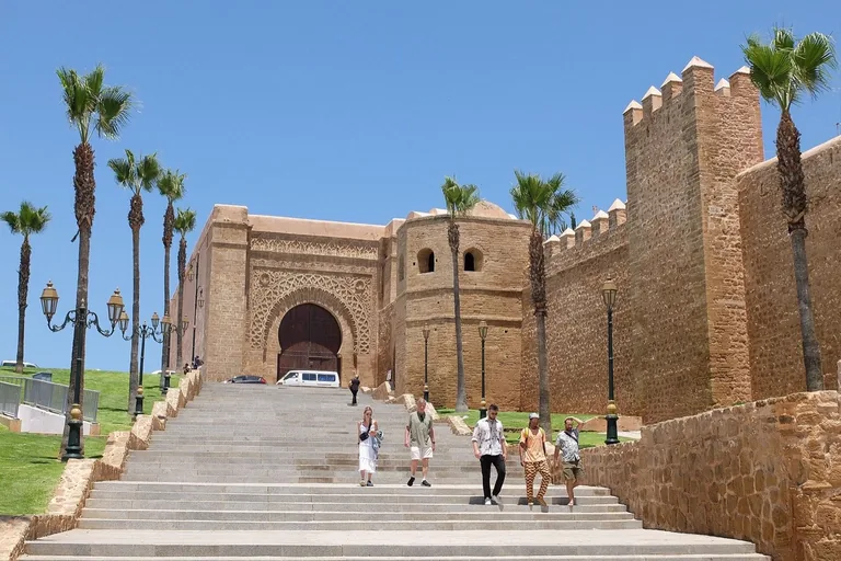 The carved outer façade of Bab Oudaia