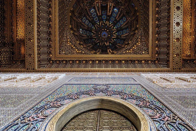 Carved, tiled and painted interior of the Mausoleum of Mohammed V