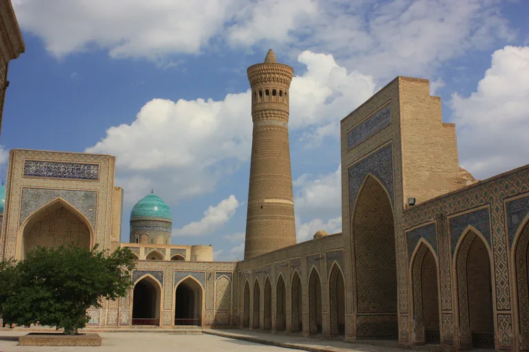 The Kalyan Mosque courtyard with the Kalyan Minaret