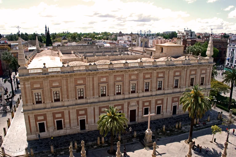 The Archivo de Indias (the old Lonja) from the cathedral side