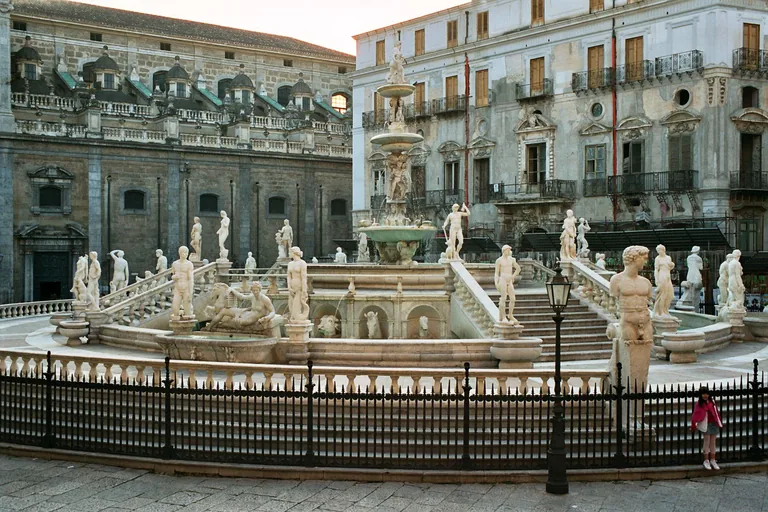 The tiered basins of the Fontana Pretoria filling Piazza Pretoria
